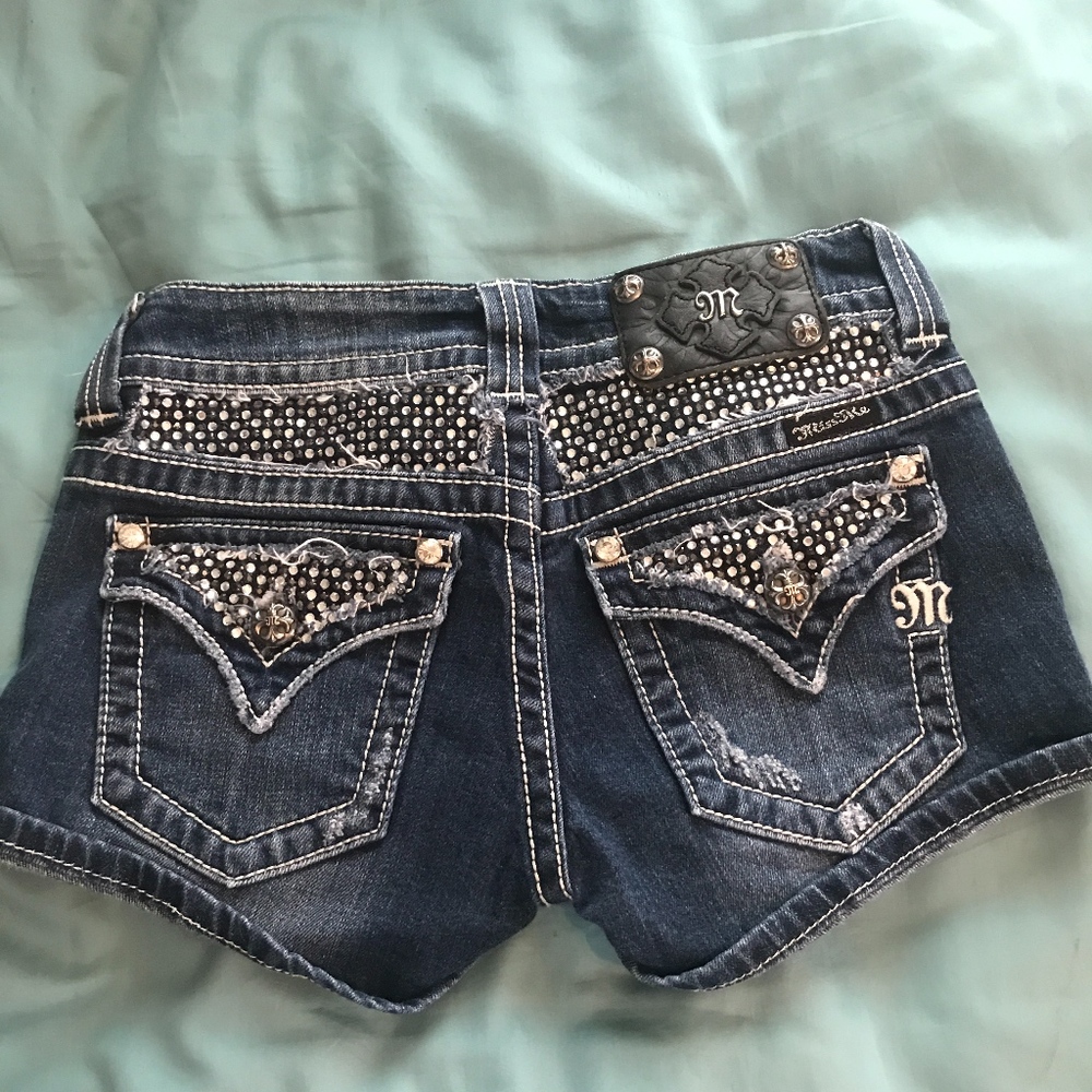 MissMe rhinestone jean shorts